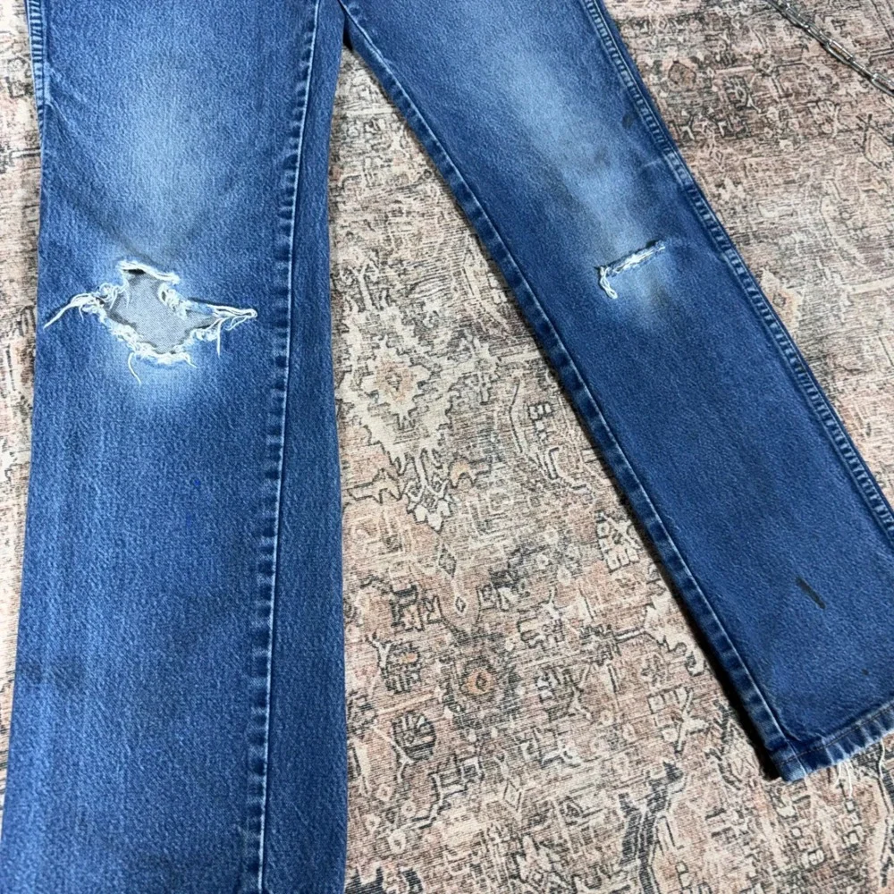Wrangler 936PWD Cowboy Cut Slim Fit Blue Distressed Jeans 33x34 Mexico